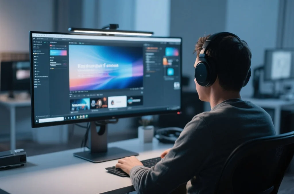 用户在桌面电脑上享受联赢的沉浸式娱乐体验